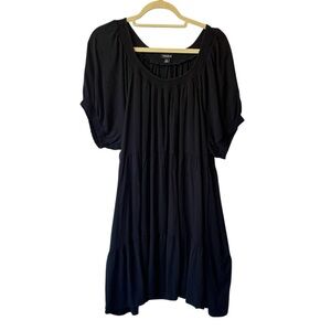 Torrid tiered swing dress 3X Black Short puff sleeves Knee length Scoop neck